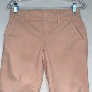 LOFT Ankle Pants Frayed Hem Casual Chinos Pink Cotton Blend Size‎ 4